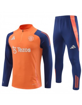 Manchester United Tracksuits Long Sleeve Soccer Training Uniforms Orange