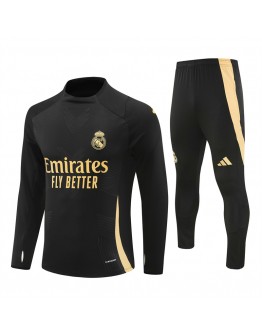 Real Madrid Tracksuits Long Sleeve Soccer Training Uniforms Black