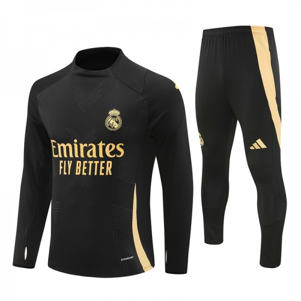 Real Madrid Tracksuits Long Sleeve Soccer Training Uniforms Black