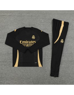 Real Madrid Tracksuits Long Sleeve Soccer Training Uniforms Black