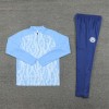 Manchester City Tracksuits Long Sleeve Soccer Training Uniforms Blue Stripe