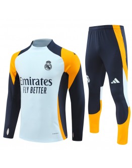 Real Madrid Tracksuits Long Sleeve Soccer Training Uniforms White-Orange