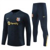 Barcelona Tracksuits Long Sleeve Soccer Training Uniforms Navy Blue