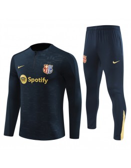 Barcelona Tracksuits Long Sleeve Soccer Training Uniforms Navy Blue