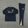 Barcelona Tracksuits Long Sleeve Soccer Training Uniforms Navy Blue