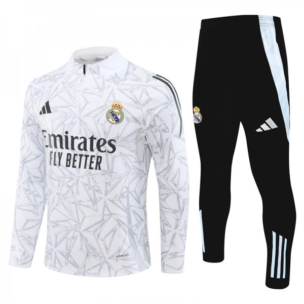 Real Madrid Tracksuits Long Sleeve Soccer Training Uniforms White