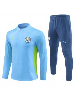 Manchester City Tracksuits Long Sleeve Soccer Training Uniforms Blue