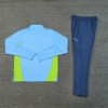 Manchester Union Tracksuits Long Sleeve Soccer Training Uniforms Blue Stripe