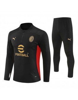 AC Milan Tracksuits Long Sleeve Soccer Training Uniforms Black