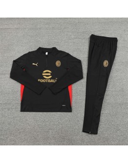 AC Milan Tracksuits Long Sleeve Soccer Training Uniforms Black