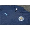 Manchester City Tracksuits Long Sleeve Soccer Training Uniforms Dark Blue