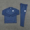 Manchester City Tracksuits Long Sleeve Soccer Training Uniforms Dark Blue