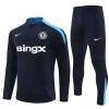 Chelsea Tracksuits Long Sleeve Soccer Training Uniforms Dark-Blue