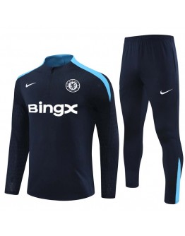 Chelsea Tracksuits Long Sleeve Soccer Training Uniforms Dark-Blue