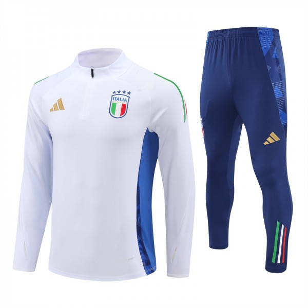 Italy Tracksuits Long Sleeve Soccer Training Uniforms White