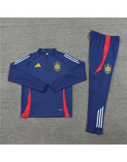 Spain Tracksuits Long Sleeve Soccer Training Uniforms Deep Blue