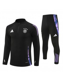 Germany Tracksuits Long Sleeve Soccer Training Uniforms Dark Black