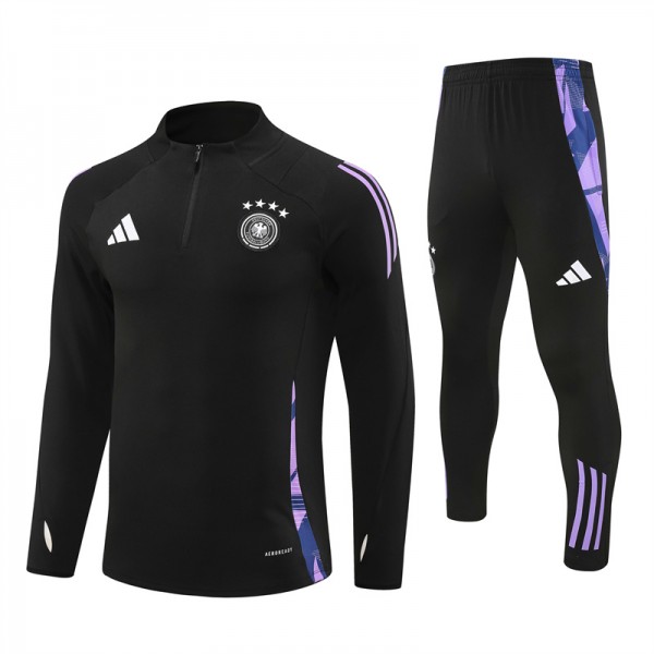 Germany Tracksuits Long Sleeve Soccer Training Uniforms Dark Black