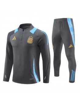 Argentina Tracksuits Long Sleeve Soccer Training Uniforms Dark Grey