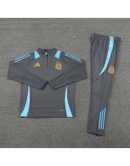 Argentina Tracksuits Long Sleeve Soccer Training Uniforms Dark Grey