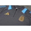 Argentina Tracksuits Long Sleeve Soccer Training Uniforms Dark Grey