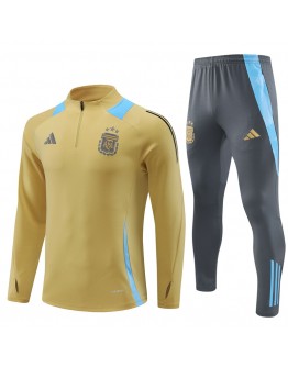 Argentina Tracksuits Long Sleeve Soccer Training Uniforms Gold