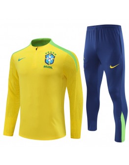 Brazil Tracksuits Long Sleeve Soccer Training Uniforms Yellow