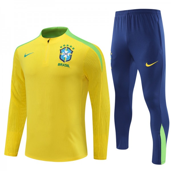 Brazil Tracksuits Long Sleeve Soccer Training Uniforms Yellow