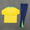 Brazil Tracksuits Long Sleeve Soccer Training Uniforms Yellow