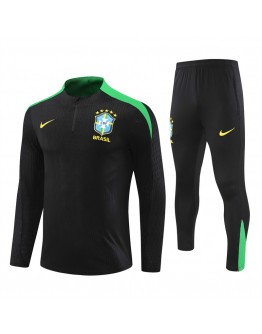 Brazil Tracksuits Long Sleeve Soccer Training Uniforms Black