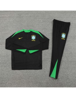 Brazil Tracksuits Long Sleeve Soccer Training Uniforms Black