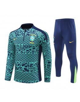 Brazil Tracksuits Long Sleeve Soccer Training Uniforms Green Camouflage