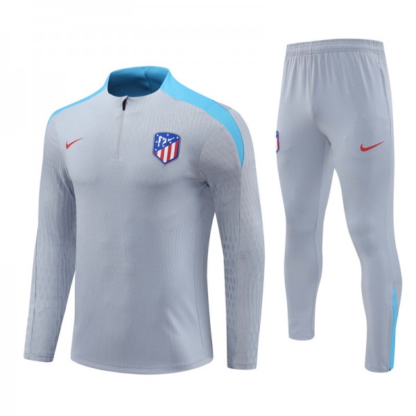 Atletico Madrid Tracksuits Long Sleeve Soccer Training Uniforms Grey