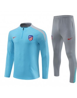 Atletico Madrid Tracksuits Long Sleeve Soccer Training Uniforms Light Blue