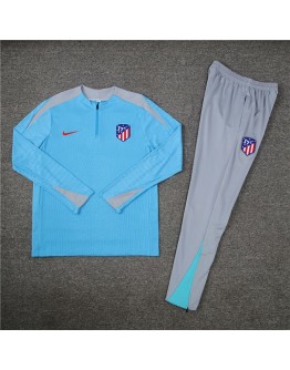 Atletico Madrid Tracksuits Long Sleeve Soccer Training Uniforms Light Blue