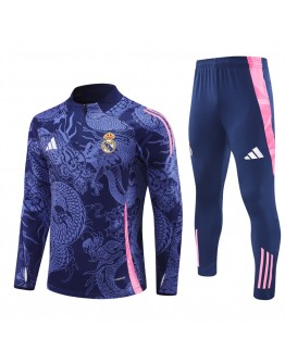 Real Madrid Tracksuits Long Sleeve Soccer Training Uniforms Blue