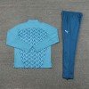 Spain Tracksuits Long Sleeve Soccer Training Uniforms black-Deep Light Blue