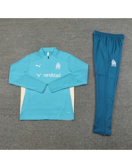 Marseille Tracksuits Long Sleeve Soccer Training Uniforms  Blue