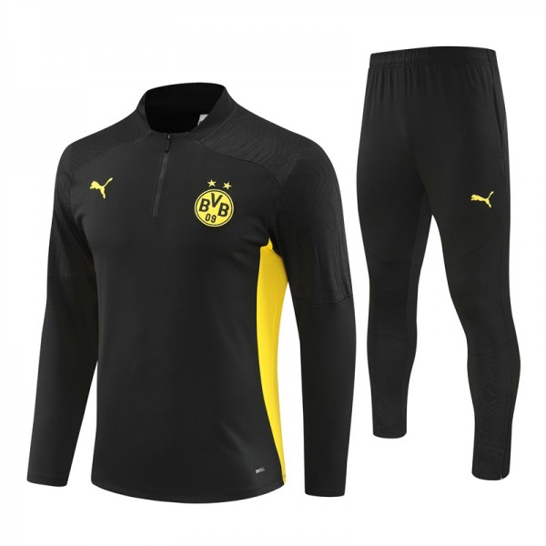 Dortmund Tracksuits Long Sleeve Soccer Training Uniforms Black