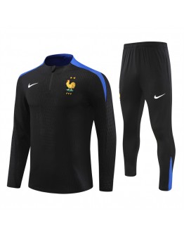 France Tracksuits Long Sleeve Soccer Training Uniforms Black