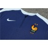 France Tracksuits Long Sleeve Soccer Training Uniforms Royal Dark Blue