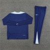 France Tracksuits Long Sleeve Soccer Training Uniforms Royal Dark Blue