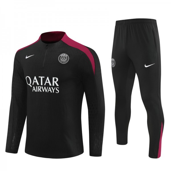 Paris Tracksuits Long Sleeve Soccer Training Uniforms Red Black