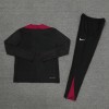 Paris Tracksuits Long Sleeve Soccer Training Uniforms Red Black