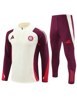 Bayern Tracksuits Long Sleeve Soccer Training Uniforms White-Red