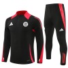 Bayern Tracksuits Long Sleeve Soccer Training Uniforms Red-Black