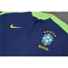 Brazil Tracksuits Long Sleeve Soccer Training Uniforms Dark Blue