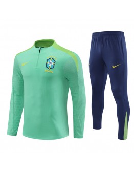 Brazil Tracksuits Long Sleeve Soccer Training Uniforms Green