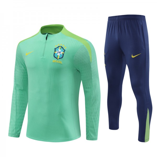 Brazil Tracksuits Long Sleeve Soccer Training Uniforms Green