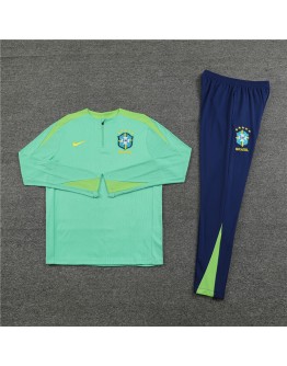 Brazil Tracksuits Long Sleeve Soccer Training Uniforms Green